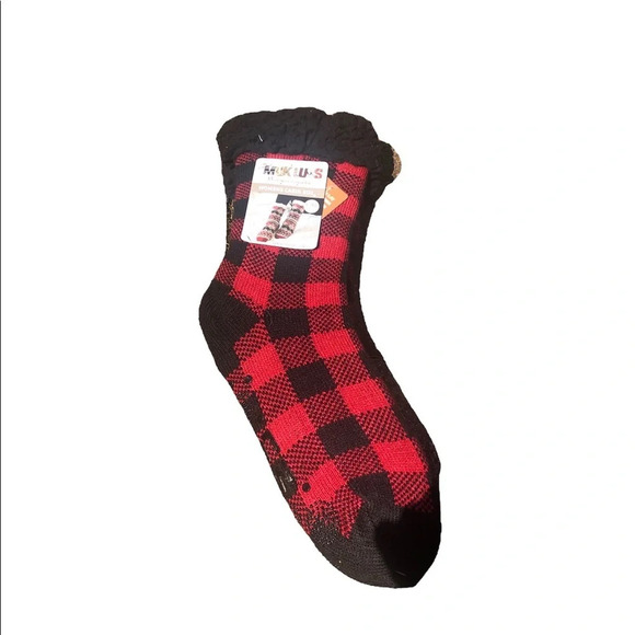 NWT MUK LUKS BUFFALO PLAID CABIN SLIPPER SOCKS - Picture 1 of 2